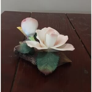 Vintage Capodimonte Pink Rose Figurine